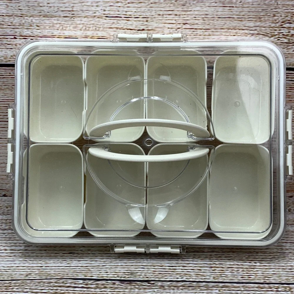 Clear Plastic Container Food‎ Storage Box 8 Removable Compartments Kitchen